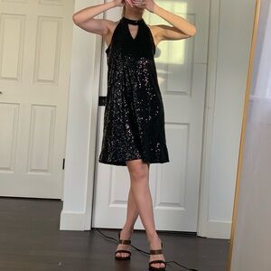 SD Collection Black Sequin Halter Dress - Size 10